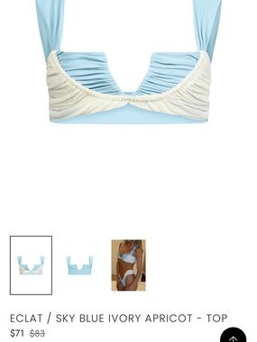 Divino Seas eclat / ivory apricot cornflower - Blue and Ivory Ruched Bikini Top